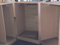 3 X WOODEN BOXES WITH SHELVES – LIKE NEW